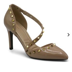 Nude Heels Newly Stud d'Orsay Pumps size 7.5 height 3”